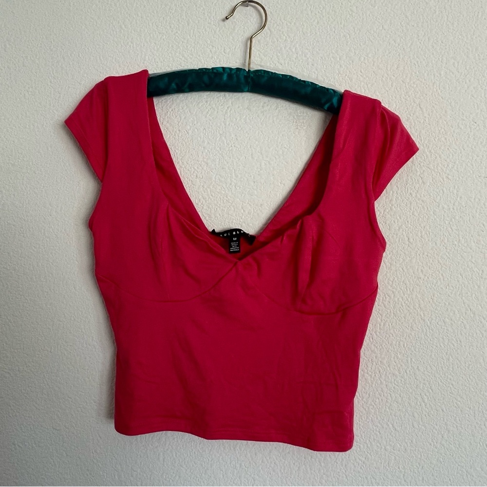 Forever 21 Hot Pink Scoop-Neck Crop Top